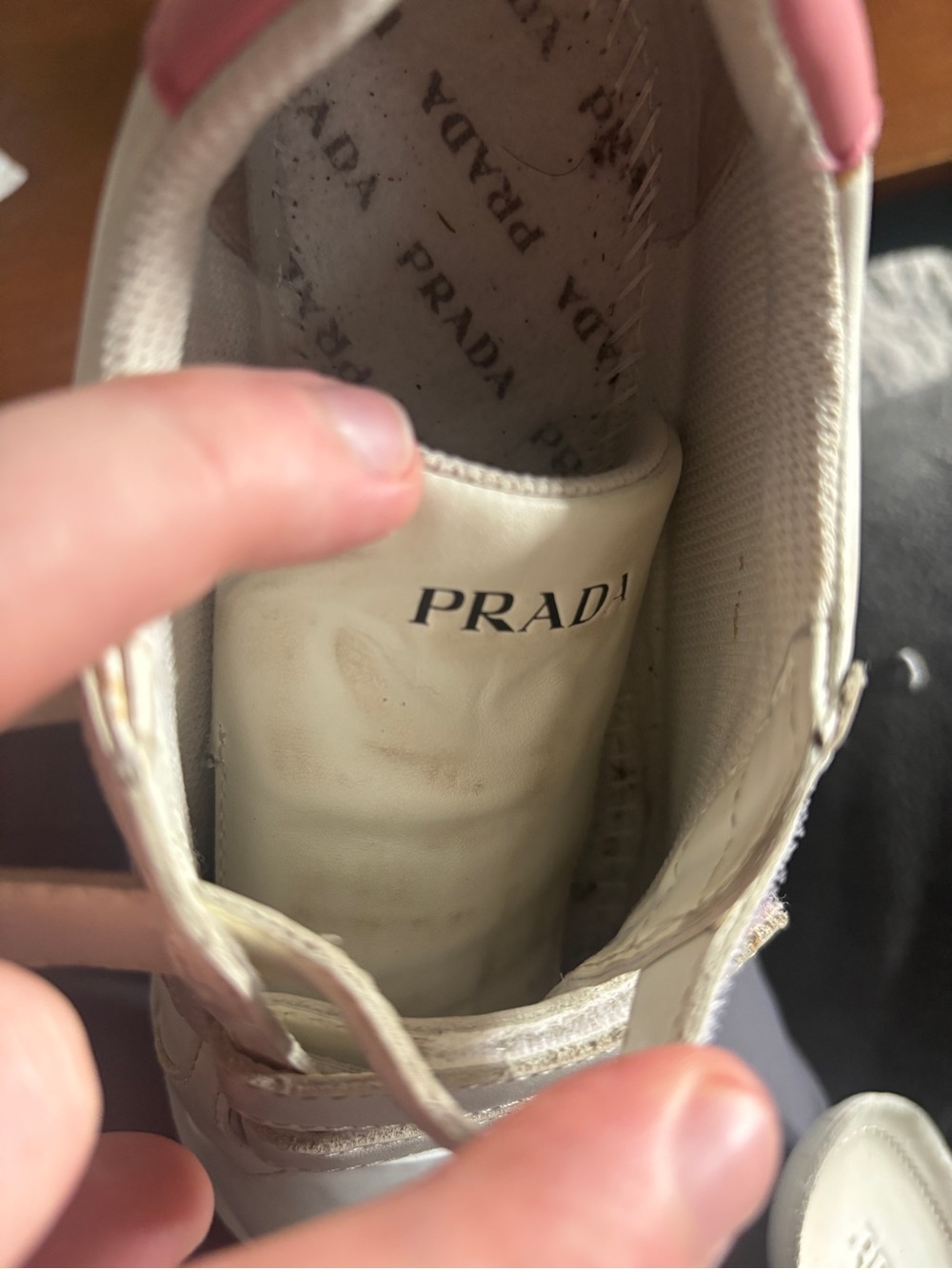 Prada Girls Pink Leather Logo Velcro Sneakers - Picture 14 of 16